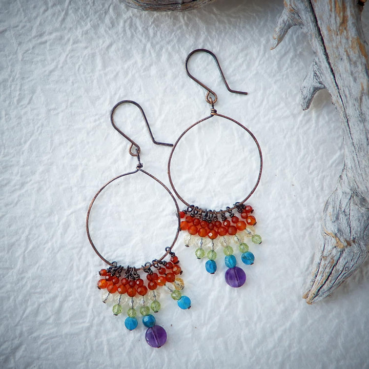 RAINBOW WATERFALL OMBRE HOOP EARRINGS
