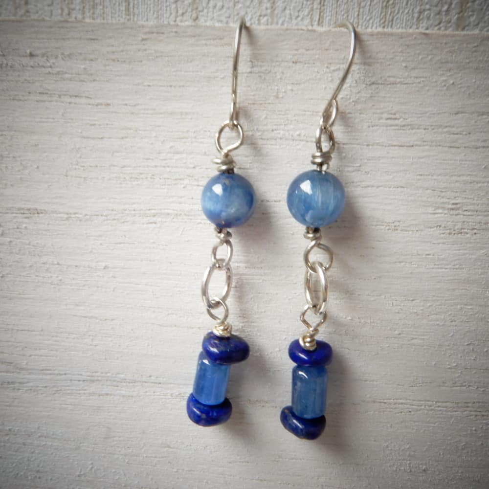 Blue Kyanite and Silver Dangle Earrings