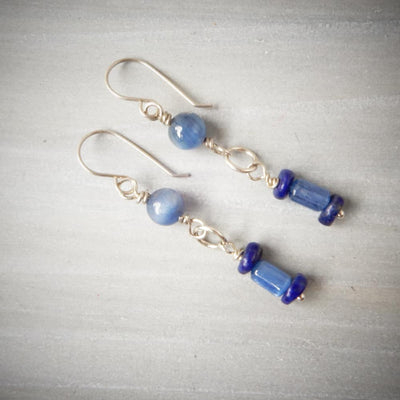 Blue Kyanite and Silver Dangle Earrings