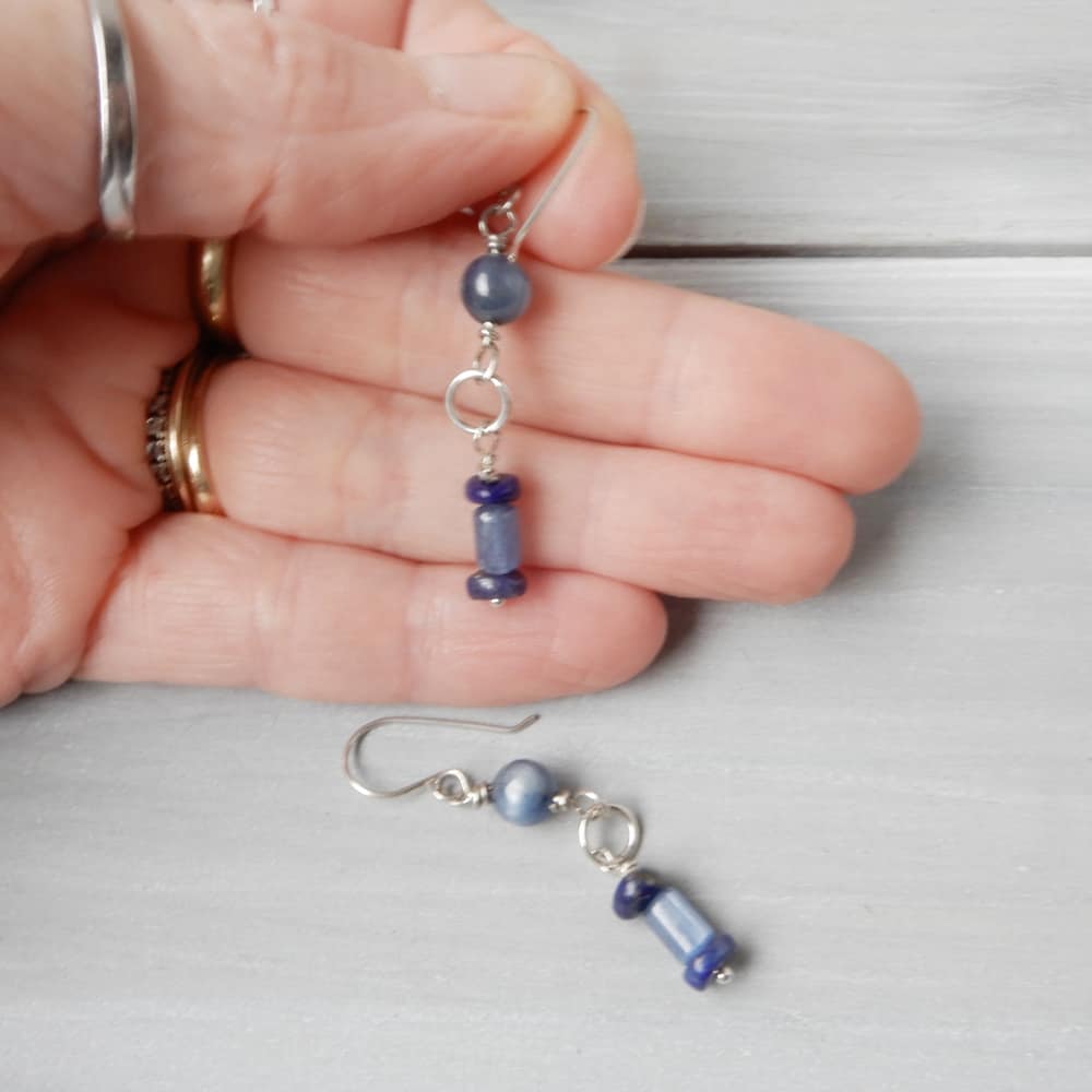 Blue Kyanite and Silver Dangle Earrings
