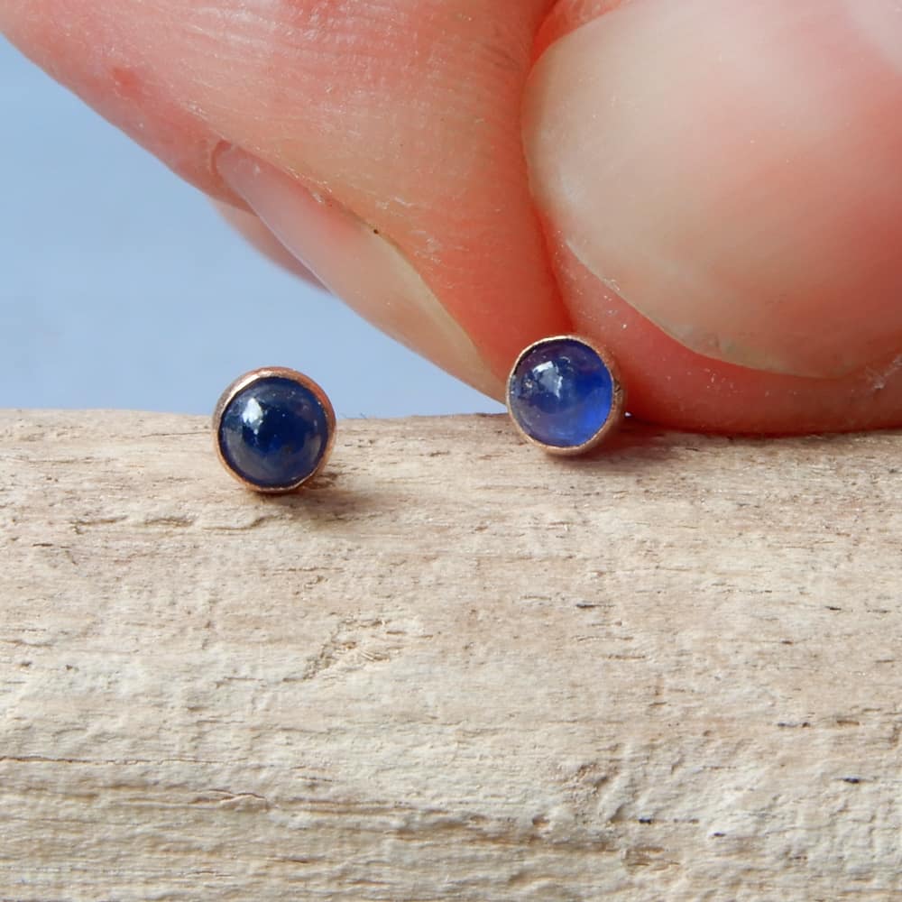 Pink and Blue Sapphire Stud Earrings in Gold