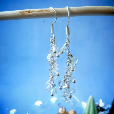 Herkimer Diamond and Silver Chandelier Dangle Earrings