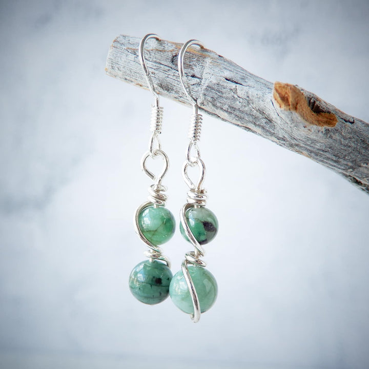 SILVER EMERALD EARRINGS