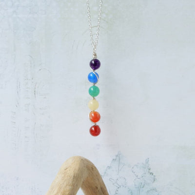 rainbow stone and silver necklace