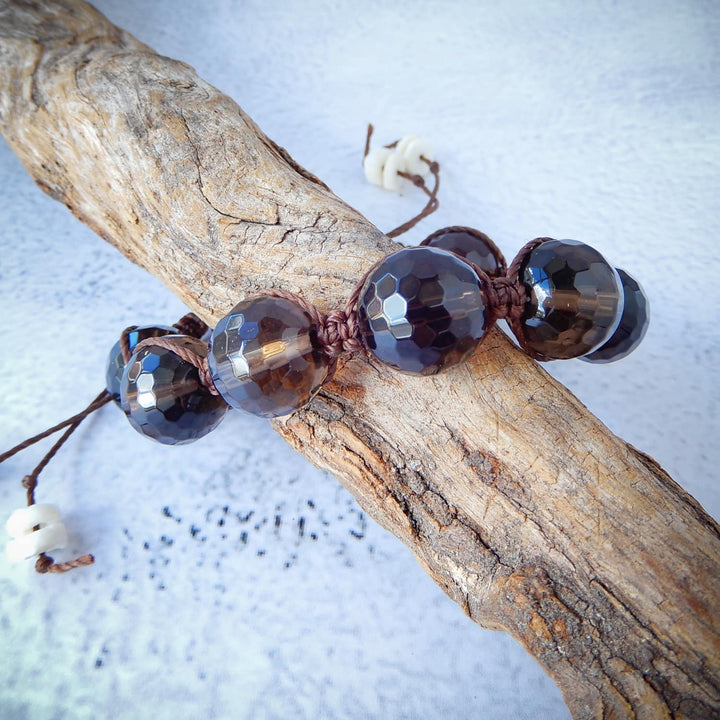 SMOKY QUARTZ SHAMBALLAH BRACELET