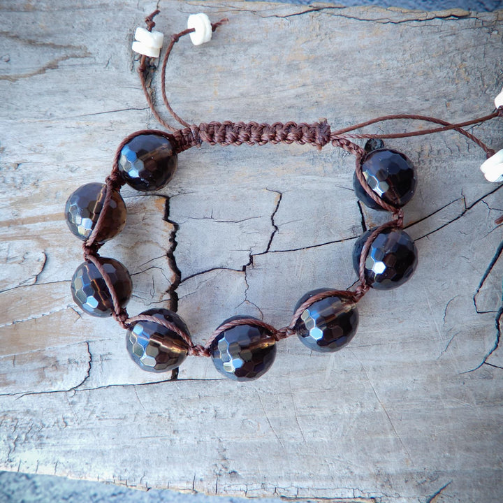 SMOKY QUARTZ SHAMBALLAH BRACELET