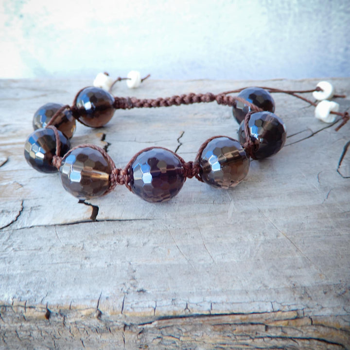 SMOKY QUARTZ SHAMBALLAH BRACELET