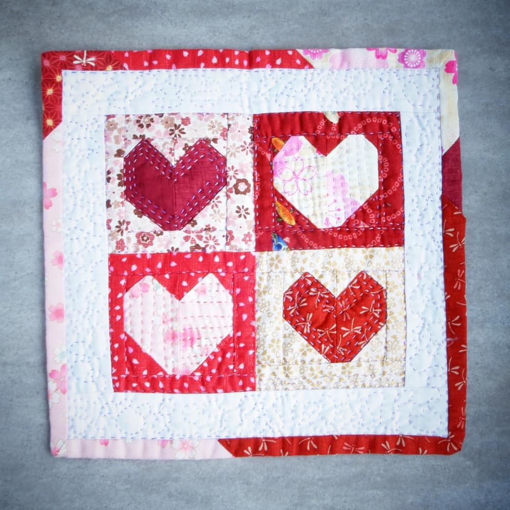 heart design mini quilt