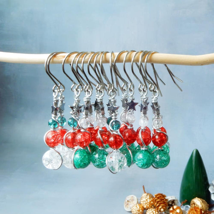 crystal christmas ornament dangle earrings