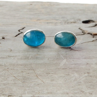 oval apatite silver studs