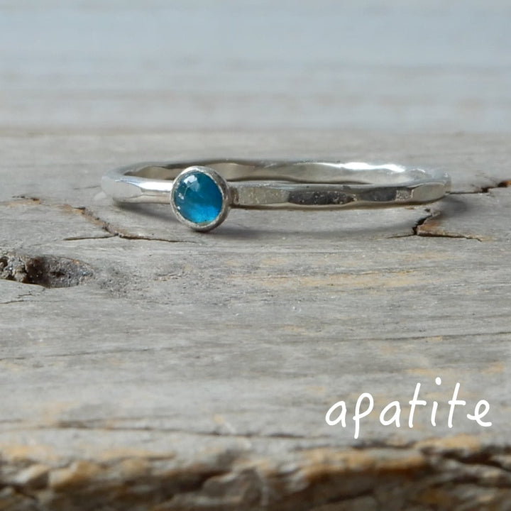 blue apatite silver stacking ring