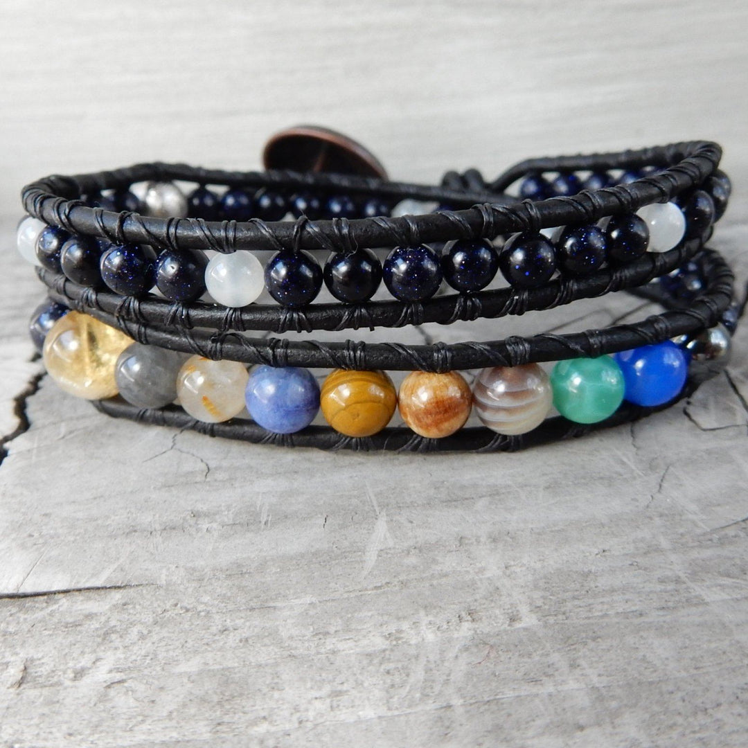 Bracelet - Black Leather Wrap Bracelet | GALAXY