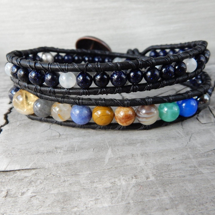 Bracelet - Black Leather Wrap Bracelet | GALAXY