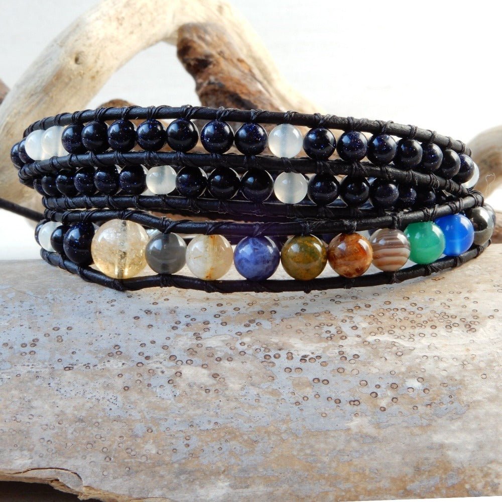 Bracelet - Black Leather Wrap Bracelet | GALAXY