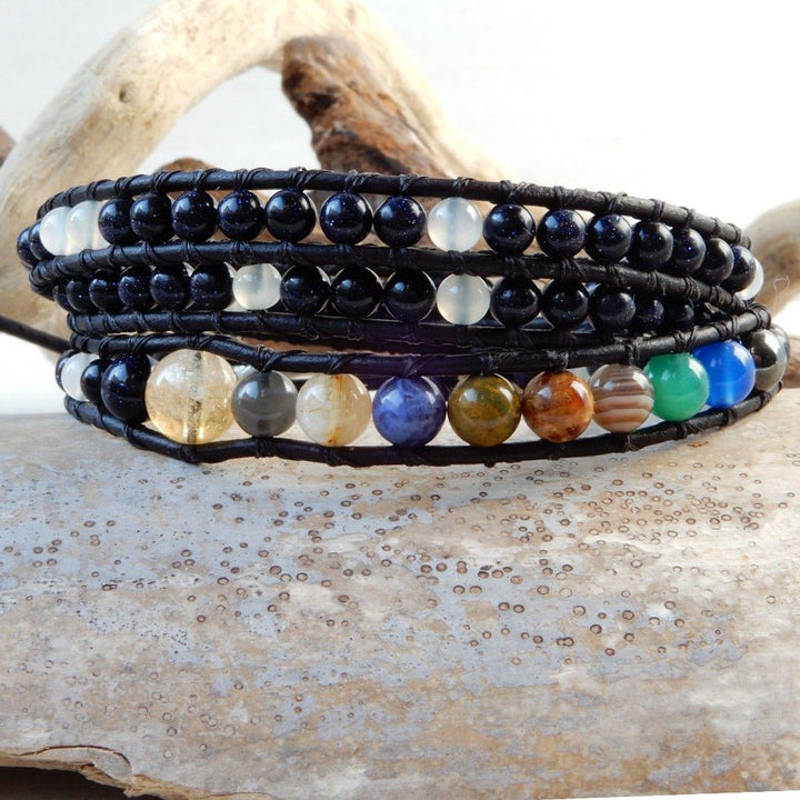 Bracelet - Black Leather Wrap Bracelet | GALAXY