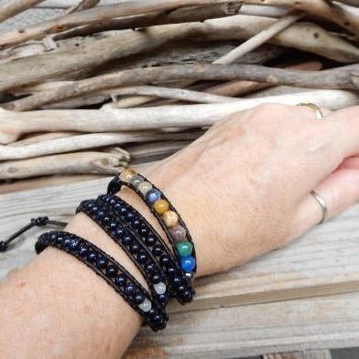 Bracelet - Galaxy Solar System Leather Wrap Bracelet