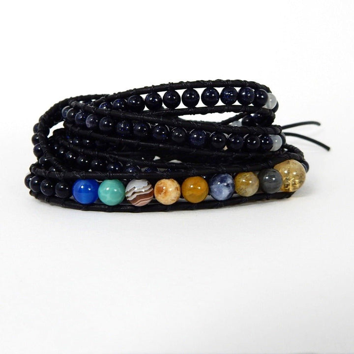 Bracelet - Galaxy Solar System Leather Wrap Bracelet