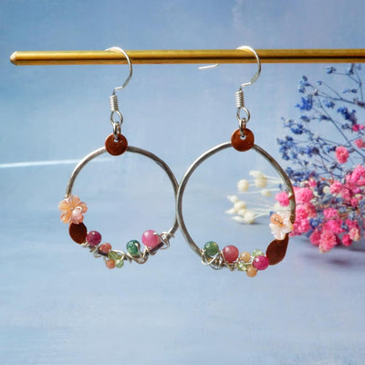 cherry blossom hoop earrings