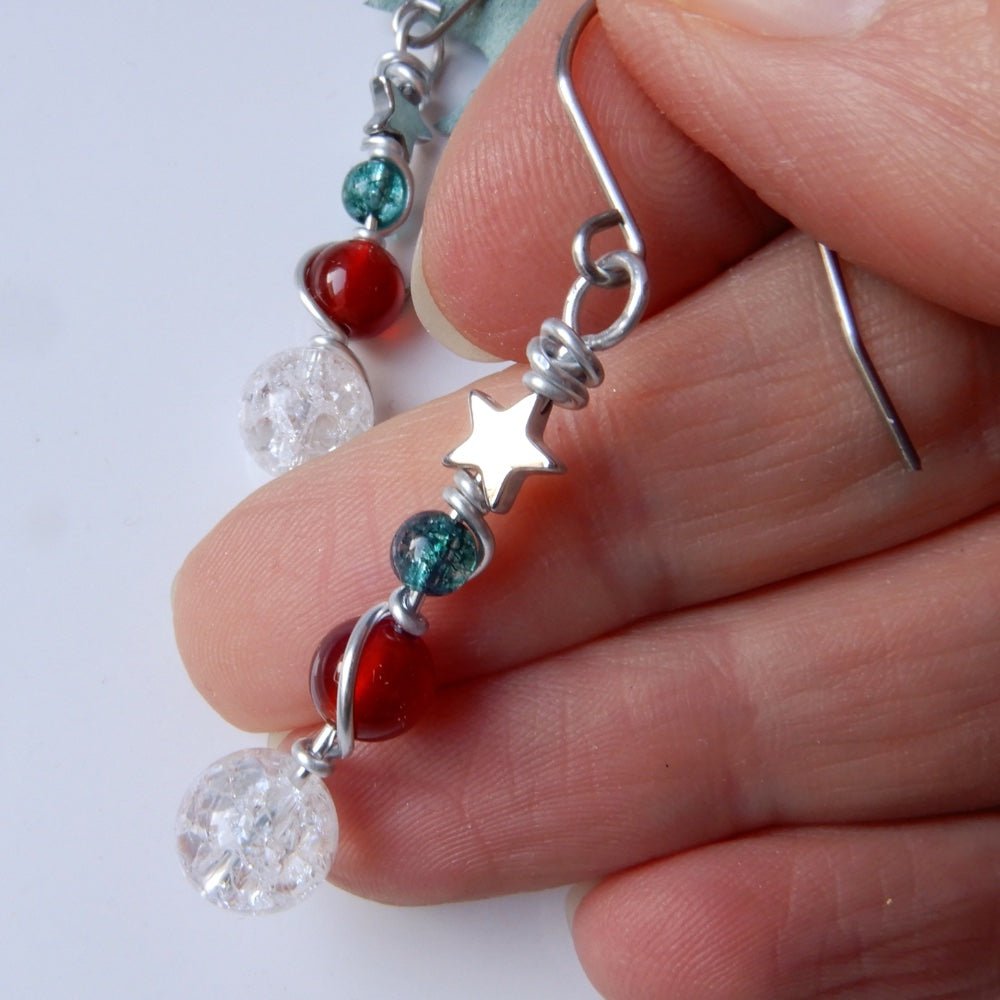 crystal christmas ornament dangle earrings