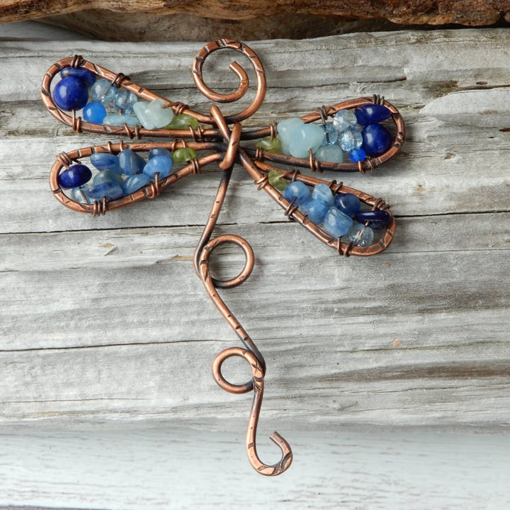 blue copper dragonfly ornament