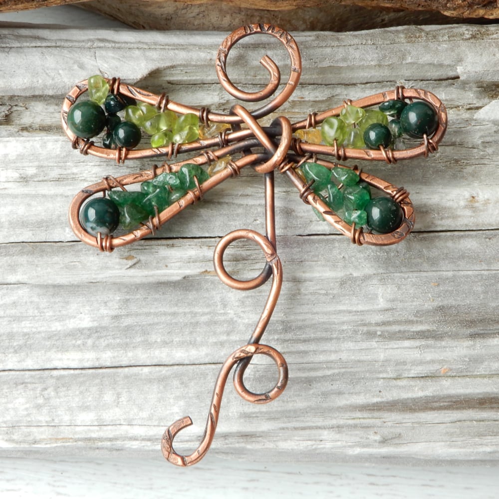 green copper dragonfly ornament