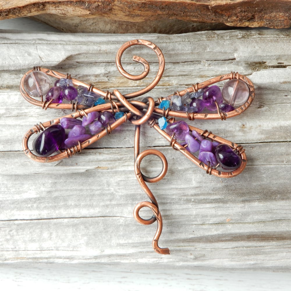 purple copper dragonfly ornament