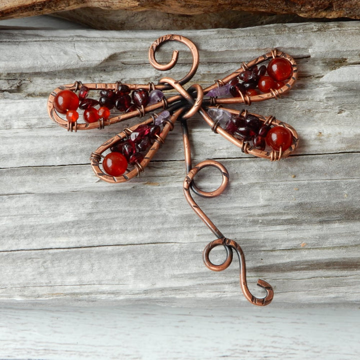 red copper dragonfly ornament