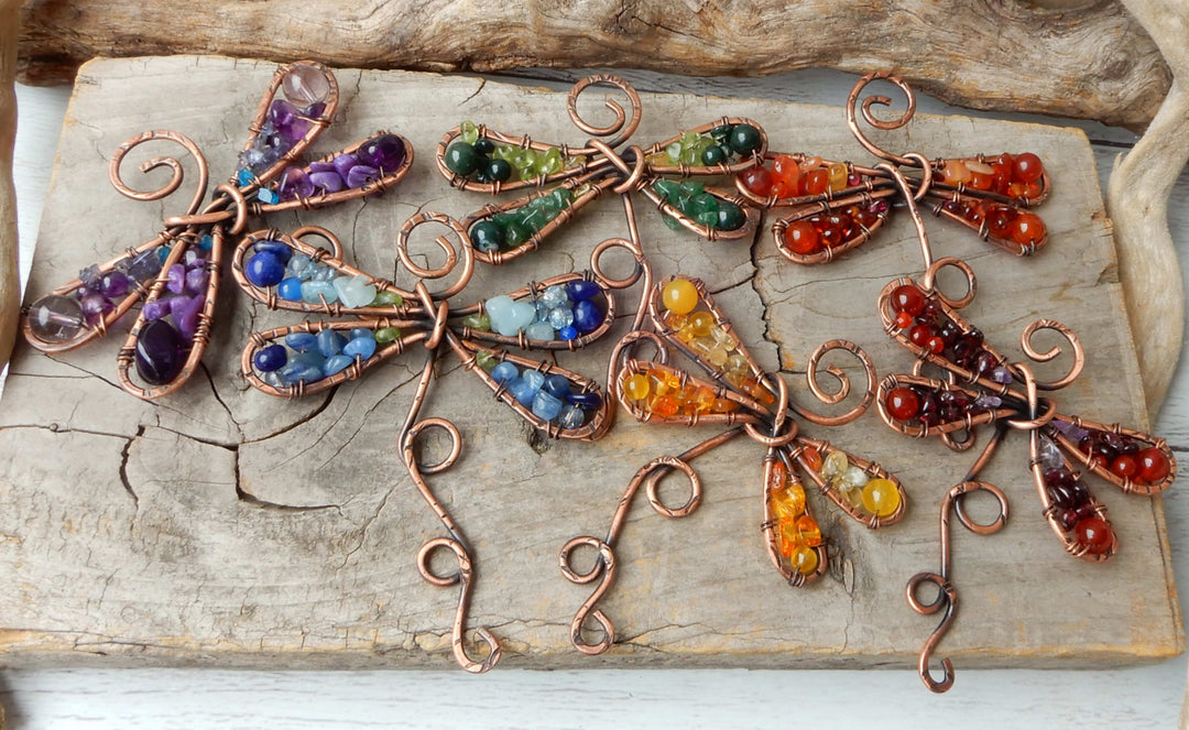 rainbow dragonfly ornament set