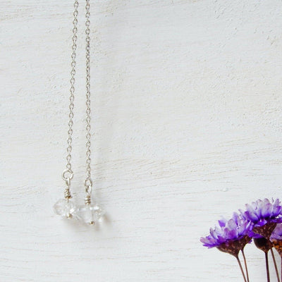 Earring - New York Herkimer Diamond And Silver Threader Earrings