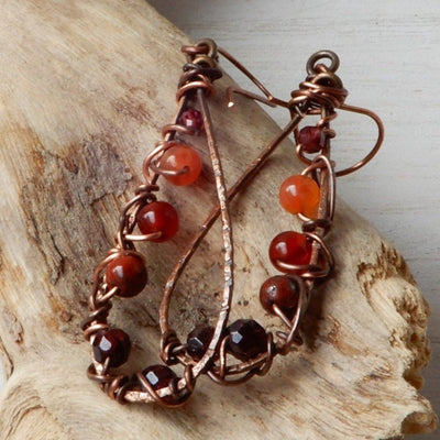 red copper hoop earrings