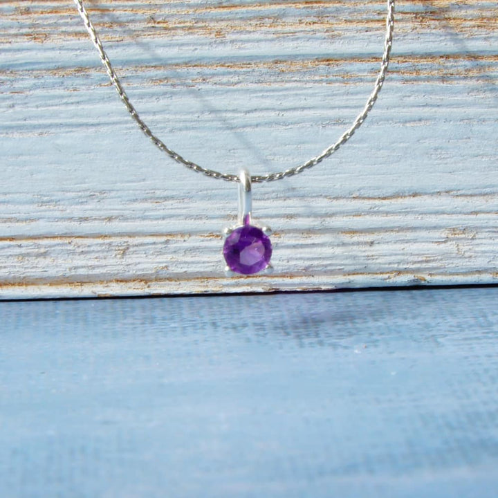 silver faceted amethyst gemstone necklace