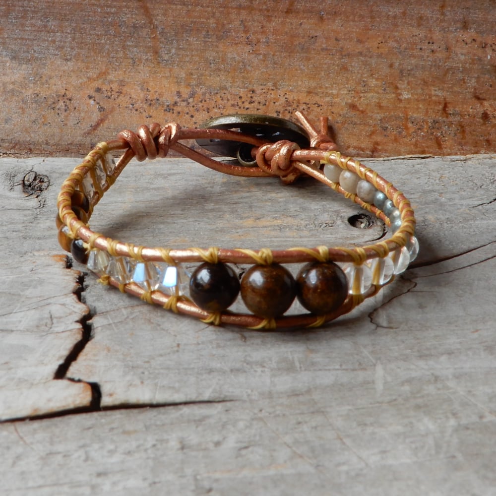 gold leather wrap bracelet for fall
