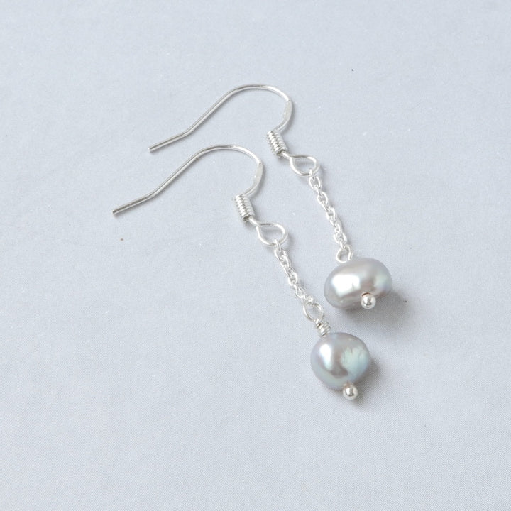 gray freshwater silver dangle earrings