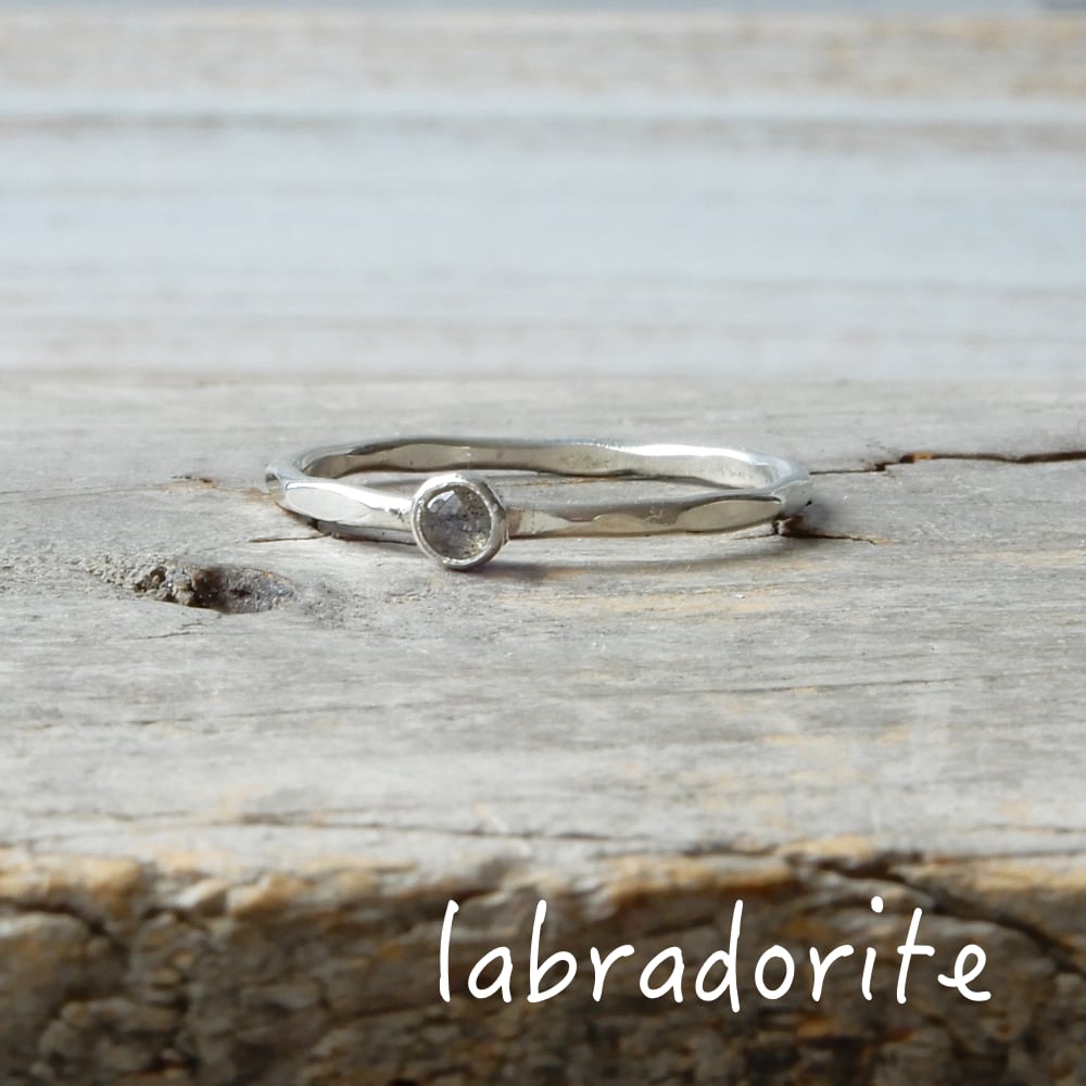 gray labradorite silver stacking ring