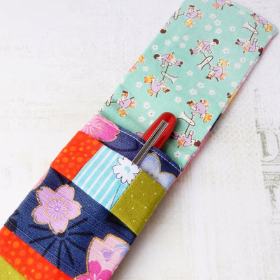 Handmade Cotton Slim Pencil Case with Japanese Sakura Cherry Blossom Print