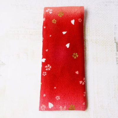 pink japanese sakura cotton print fabric mini pencil case