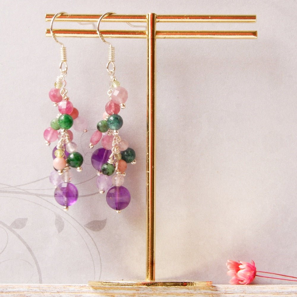 pink purple gemstone earrings