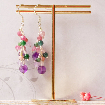 pink purple gemstone earrings