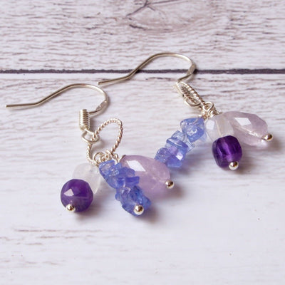 purple gemstone dangle earrings