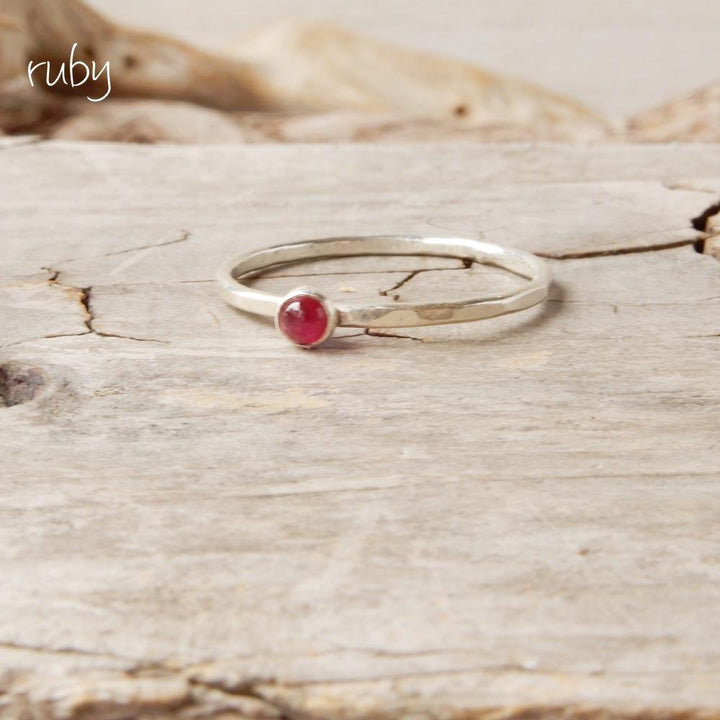 ruby silver stacking ring