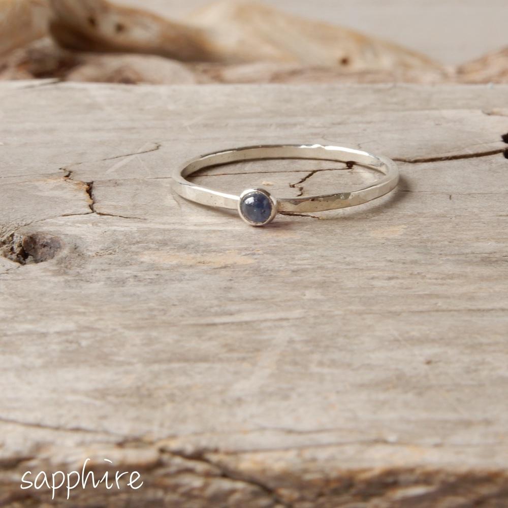 sapphire silver stacking ring