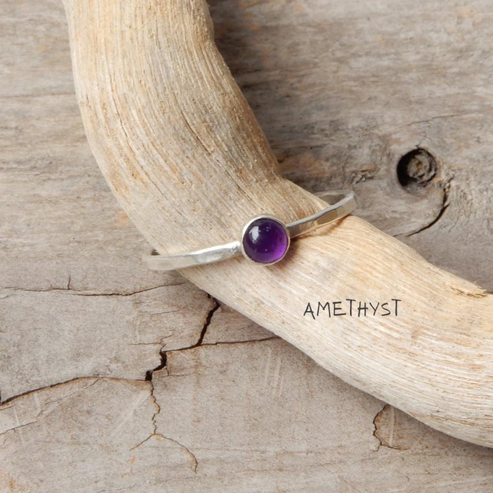 amethyst silver stacking ring