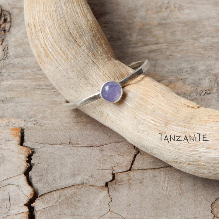 tanzanite silver stacking ring