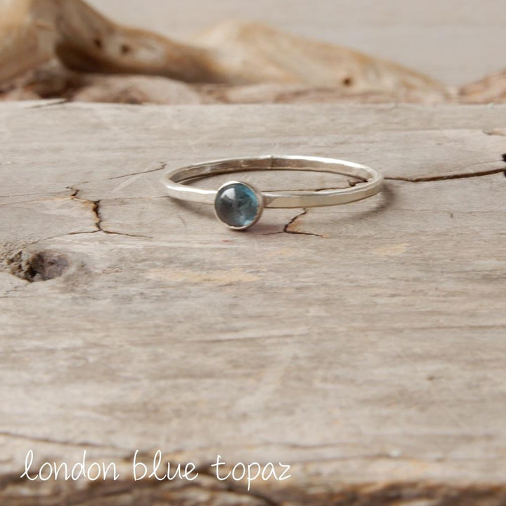 blue topaz silver stacking ring