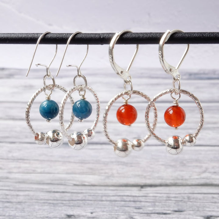silver sensory fidget hoop earrings with stones