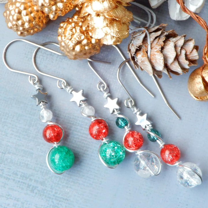 crystal christmas ornament dangle earrings
